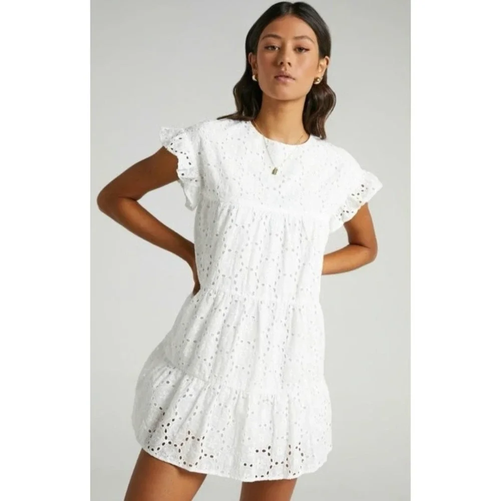 preppy white mini dress Sassy Shortcake Blush for Brunch Dress